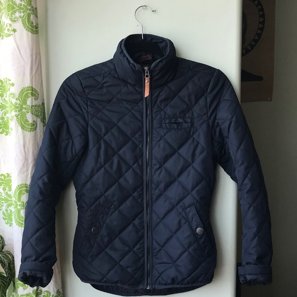 navy blue quilted jacket